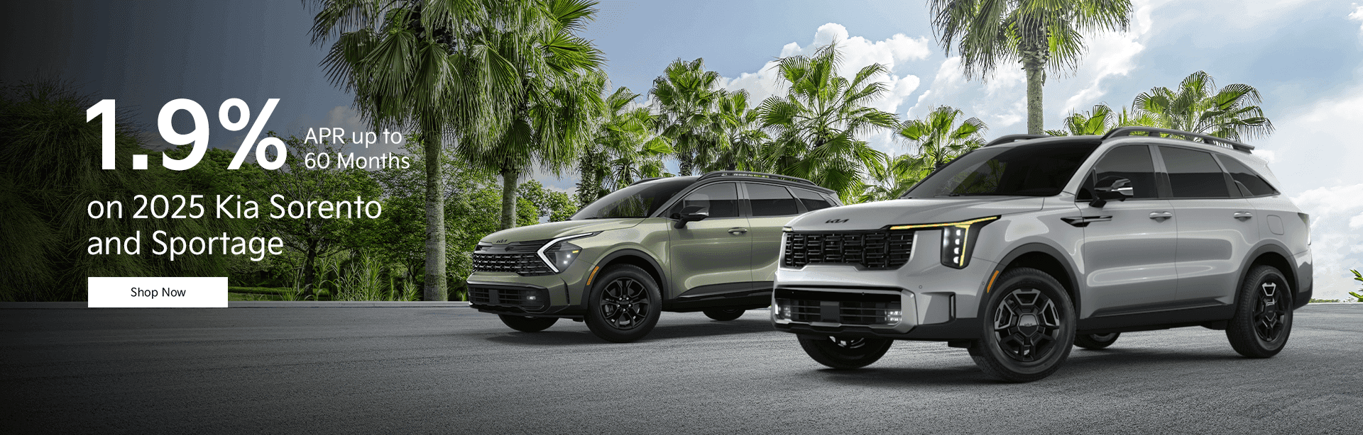 1.9% APR up to 60 Months on 2025 Kia Sorento and Sportage