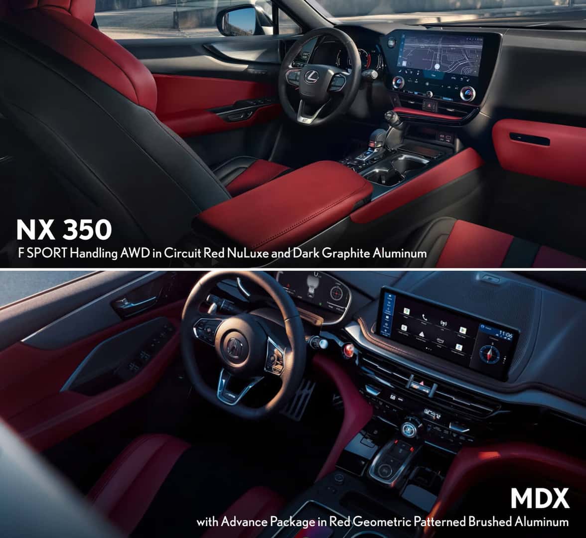 2026 Lexus NX vs. 2026 Acura MDX Interior & Exterior Feel