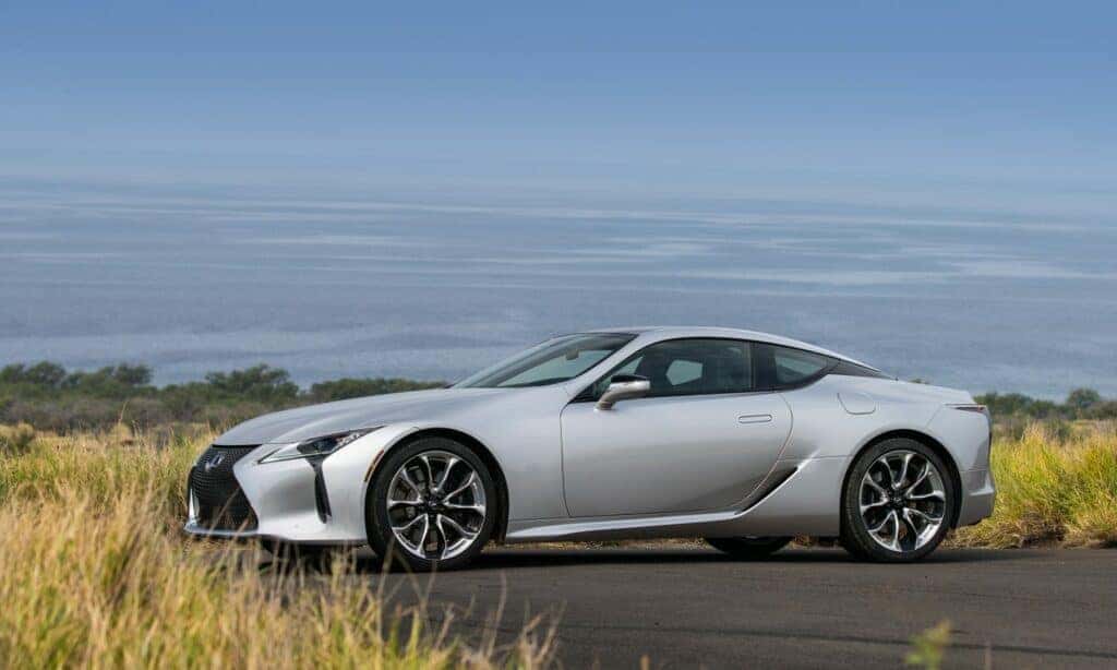 2019 Lexus LC silver parked in a field