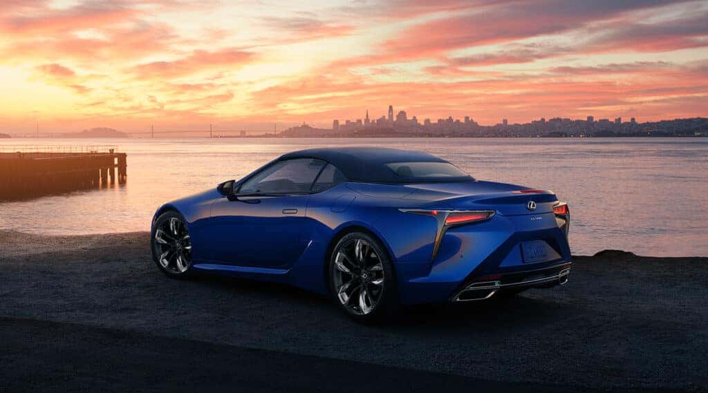 2024 Lexus LC 500 parked beside a lake