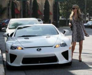 Paris Hilton with her Lexus LFA