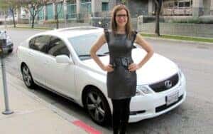 Lisa Loeb in Front of her Lexus GS 350