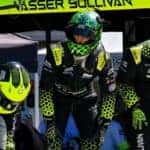 Lexus Racing Vasser Sullivan team in the pits Laguna Seca