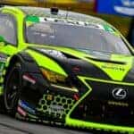 Green and Black Lexus RC F Race Car on the track