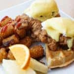 chicken and waffles with hollandaise sauce