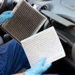 Clean and dirty cabin pollen air filter for a car