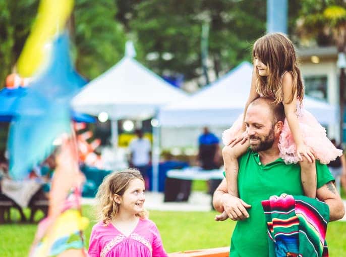 family at summer festival