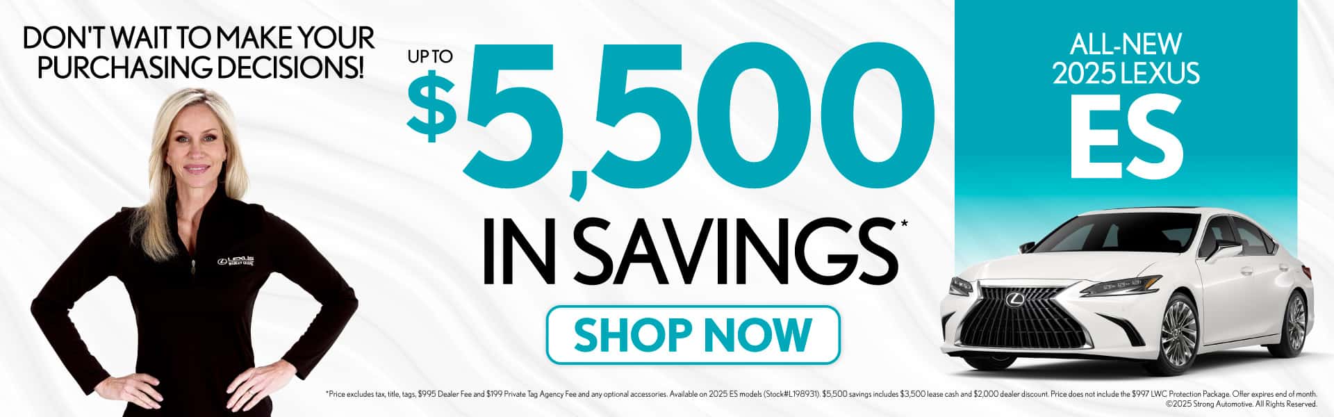 All New 2025 Lexus ES Up to $5,500 in Savings*