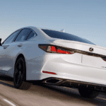 Lexus engineering: White ES driving on the highway
