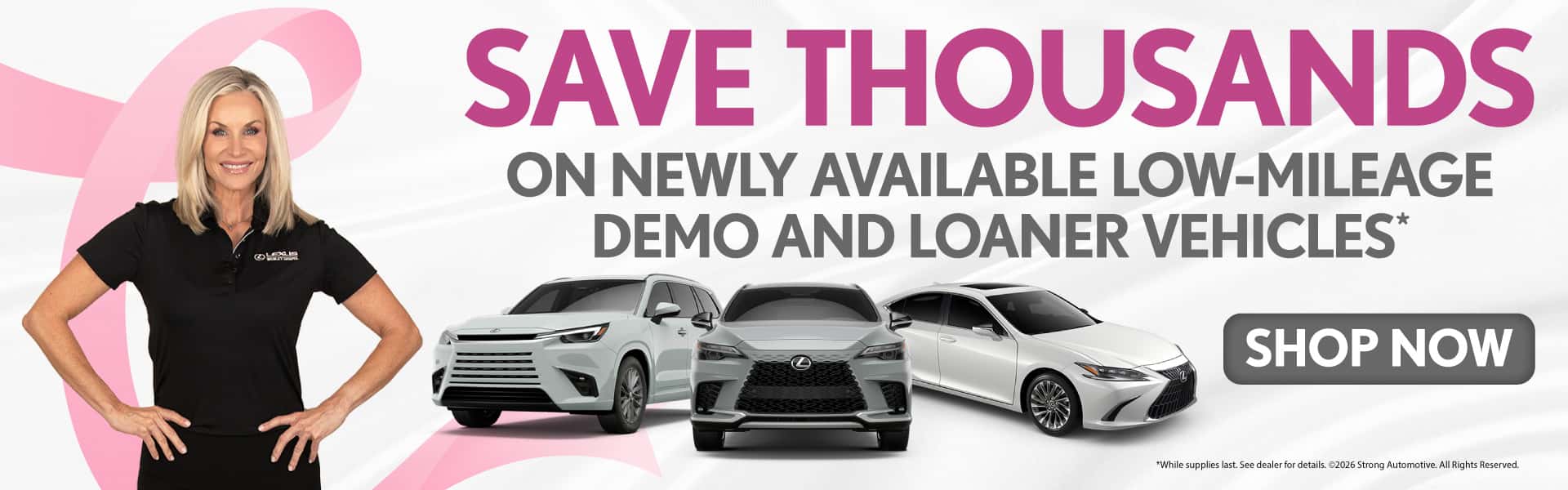 Save thousands on newly available low-mileage demo and loaner vehicles*