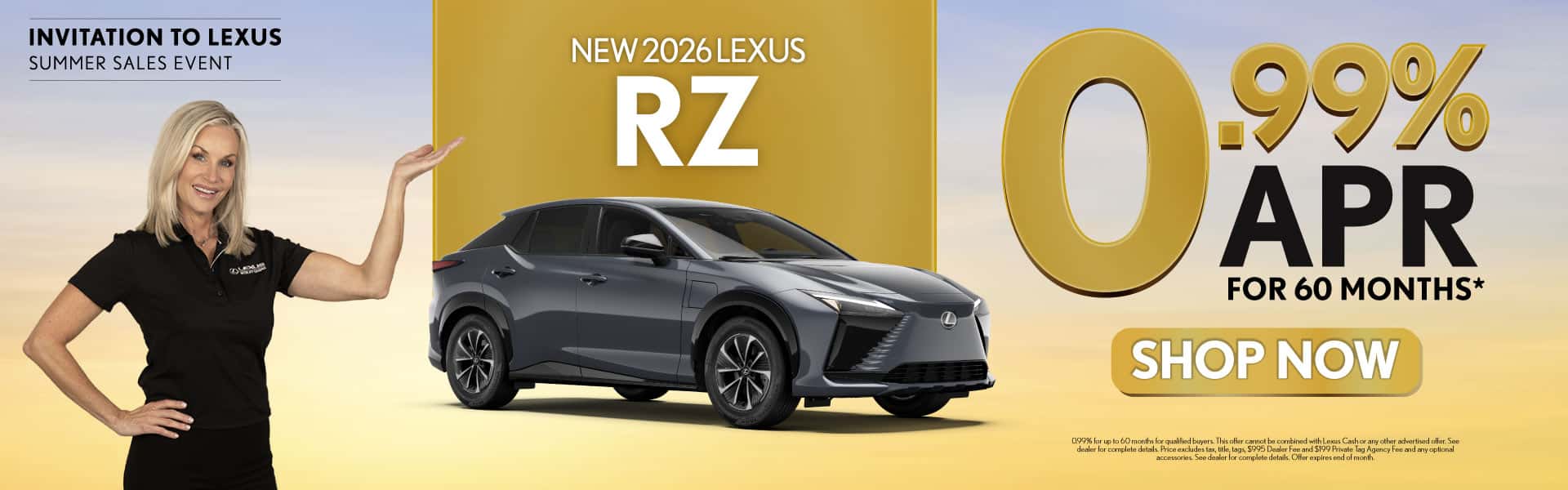 New 2026 Lexus RZ 0.99% APR for 60 months