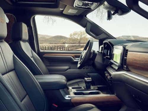 2024 Chevrolet Silverado 1500 interior view of front seats and dash area