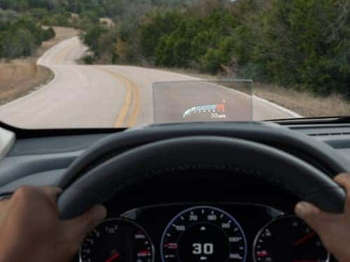Close up view of speed showing on head up display