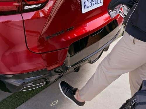 2024 Chevrolet Blazer close up view of usage of hands free liftgate