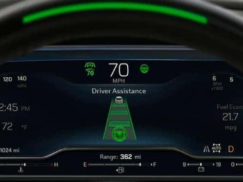 2024 Chevrolet Tahoe close up view of driver's infotainment showing driver assistance feature