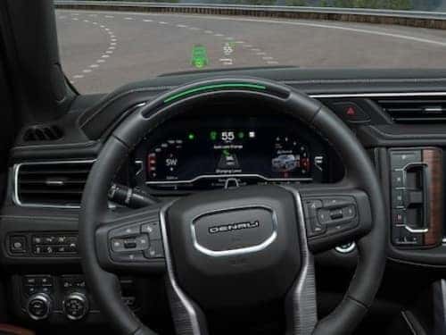 2024 GMC Yukon close up view of driver's infotainment screen showing super cruise feature