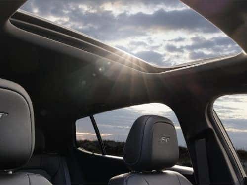 2024 Buick Envista interior view looking up a the open moonroof
