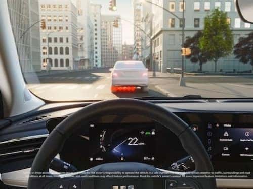 2025 Buick Encore GX interior view looking out drivers window showing forward warning collision safety feature