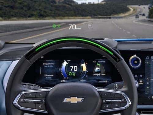 2025 Chevrolet Blazer EV view of dash showing super cruise feature