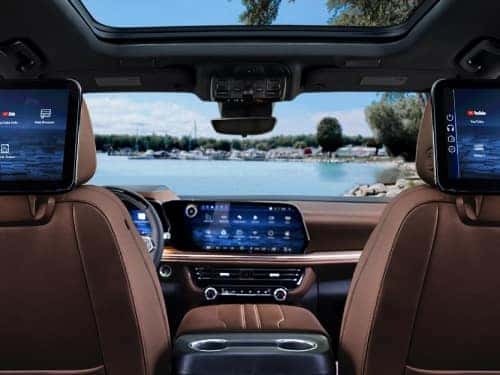 2025 Chevrolet Tahoe back view of front seats and front seating area