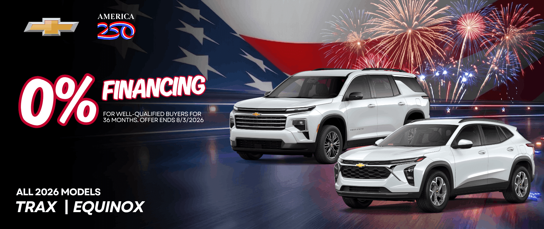 0% financing for Trax and Equinox 2026 models