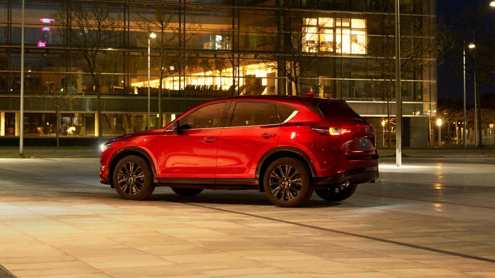 The profile of a parked new Mazda SUV