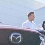 Customer speaking to salesperson about the Mazda Extended Warranty