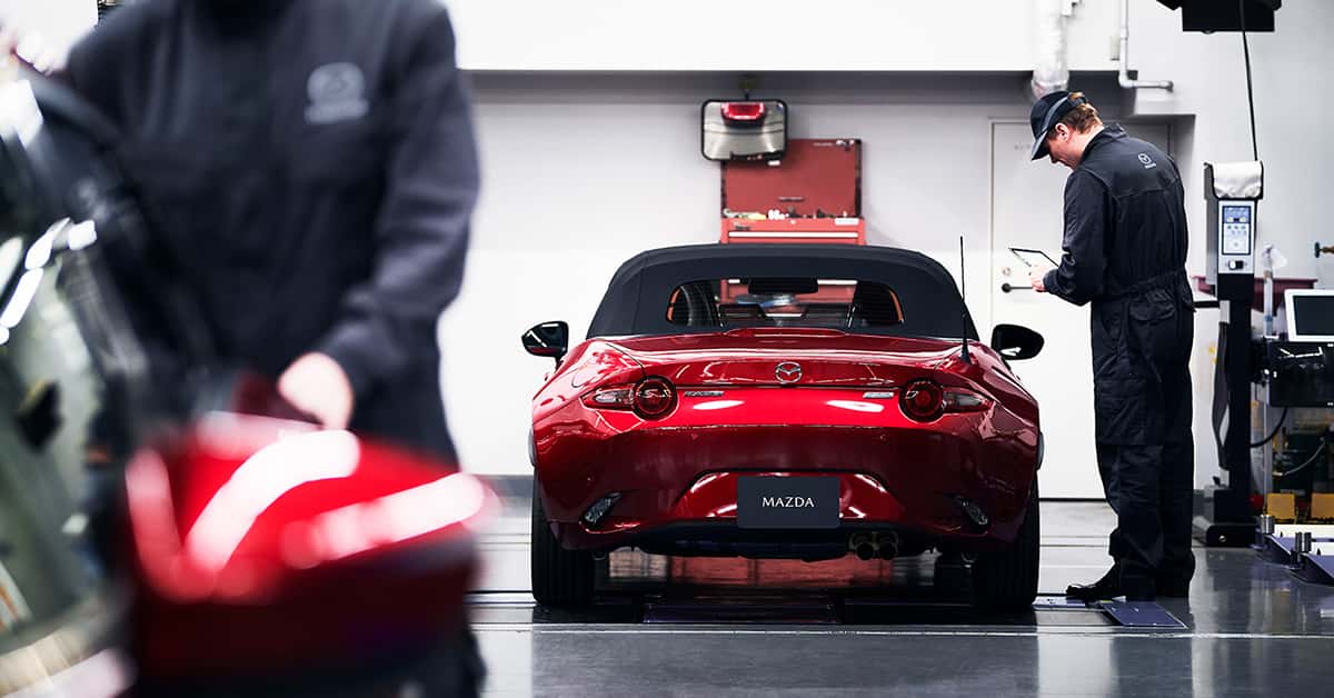 Technician working on Mazda recalls service