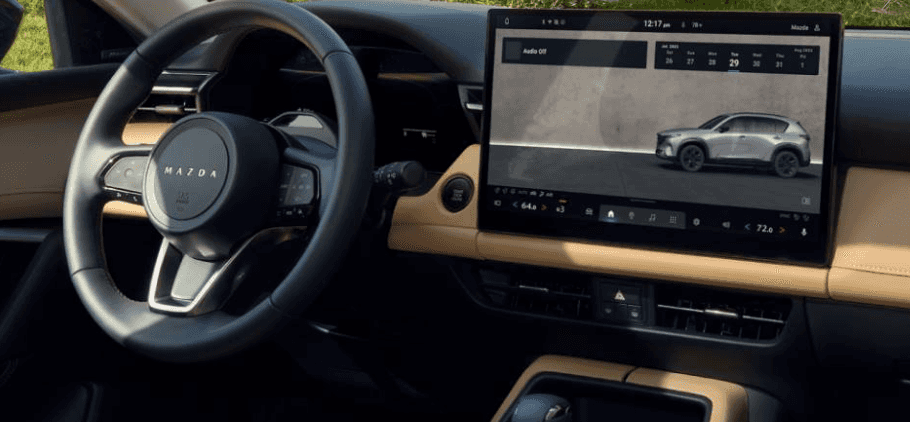 2026 Mazda CX-5 interior with large touchscreen display at Med Center Mazda