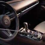 Dashboard of a vehicle equipped with Mazda safety features