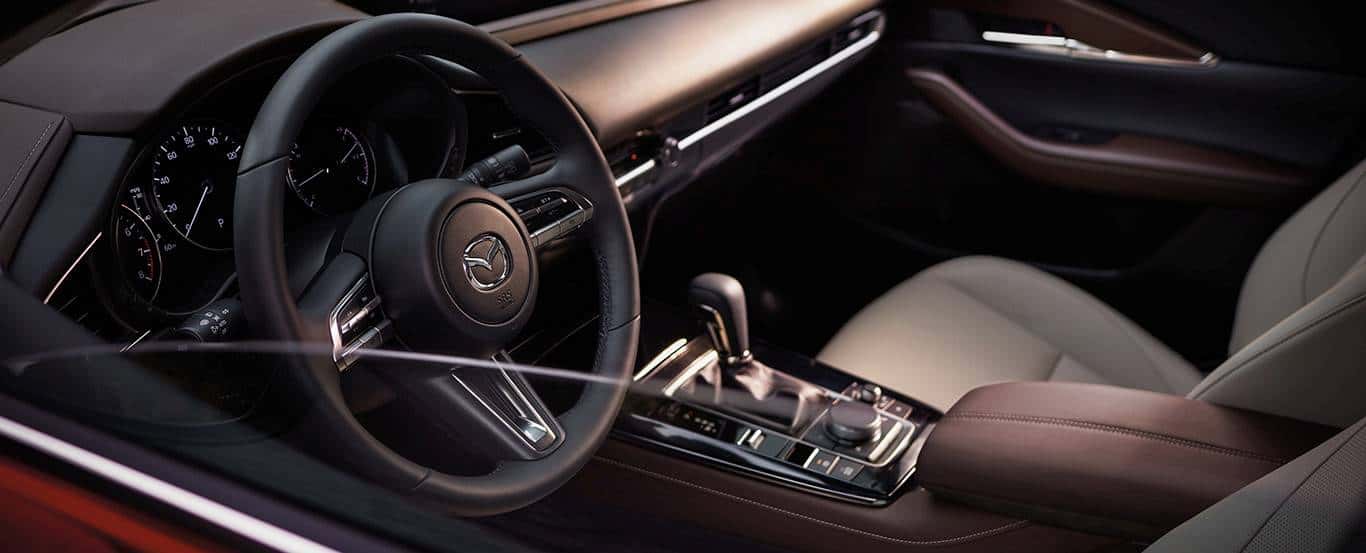 Dashboard of a vehicle equipped with Mazda safety features