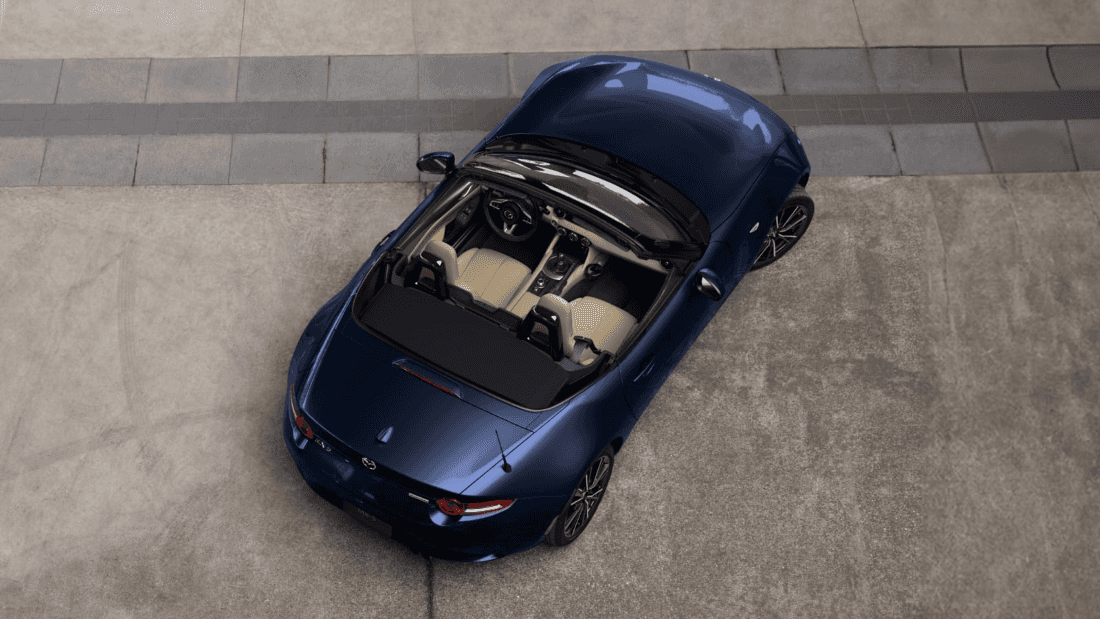 Birds'-eye view of a 2026 Mazda MX-5 Miata