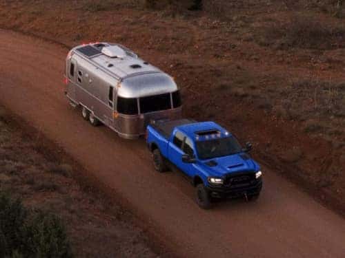 2024 RAM 2500 overhead view of towing an airstream