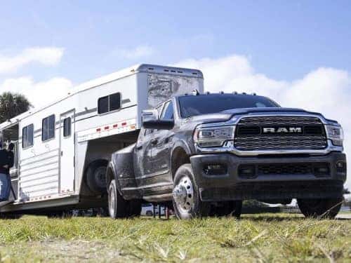 2024 RAM 3500 towing a trailer