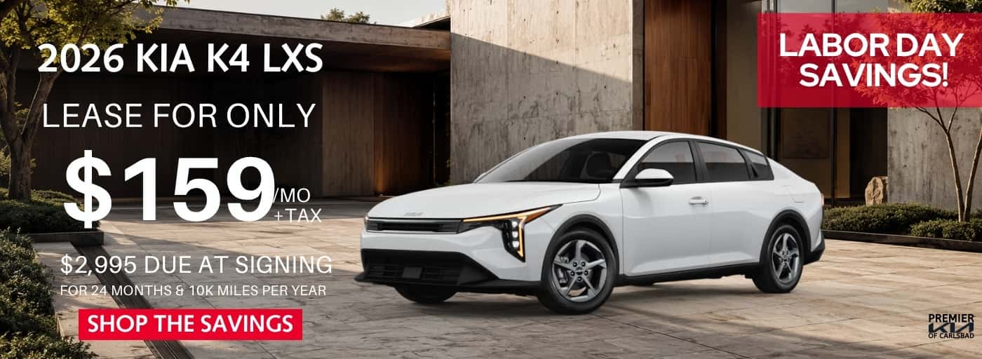 2026 KIA K4 LXS MSRP $25030 DISC $1,580 SALE$23,450 REBATE $1,810 NET AFTER DISC $21,640 $159 MO +TAX FOR 24 MOS WITH $2995 DOWN