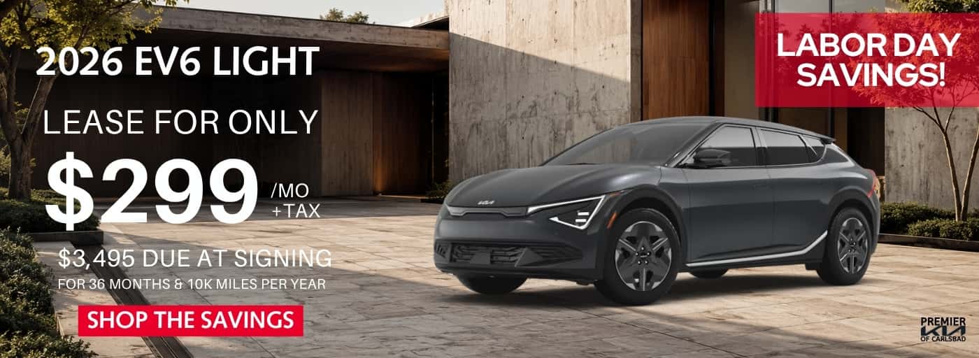 2026 EV6 LIGHT MSRP $43,265 DISC $2,200 SALE$41,065 REBATE $8,600 NET AFTER DISC $32,465 $299 MO +TAX FOR 36 MOS WITH $3995 DOWN (10K MILE LEASE) 5@