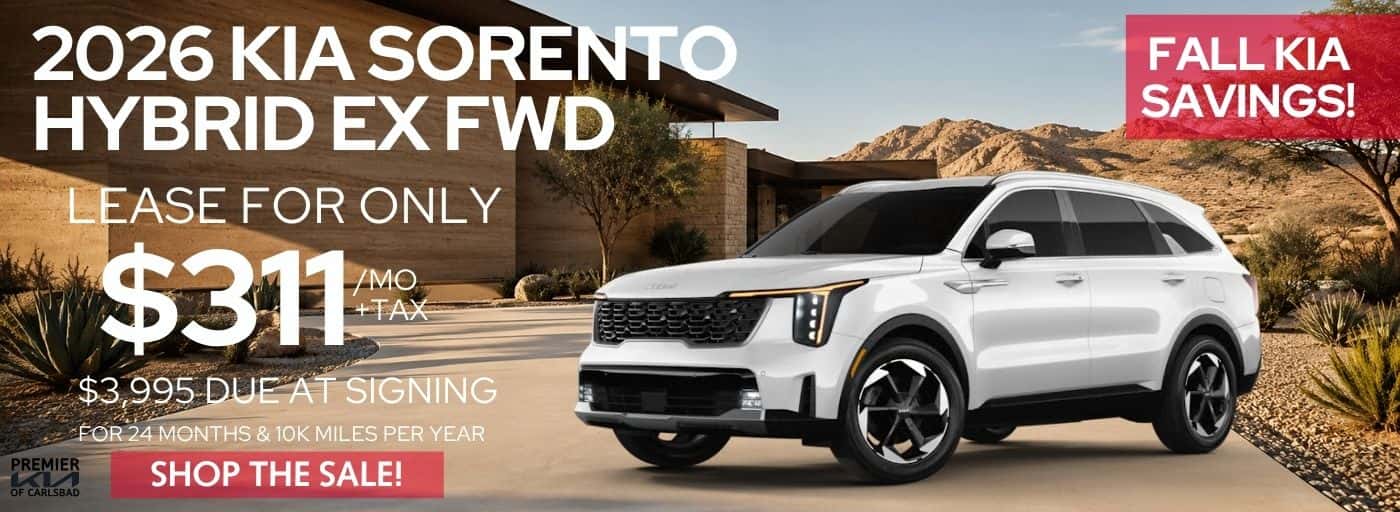 2026 KIA SORENTO HYBRID EX FWD MSRP $41,145 NET AFTER DISC $34,058 Offer not compatible with lease or special finance $311MO +TAX FOR 24 MOS $3995 due at lease signing 10K miles /year, $0.20/mile over No security deposit required' to the lease offer. 2 @ T5544118, T5544119