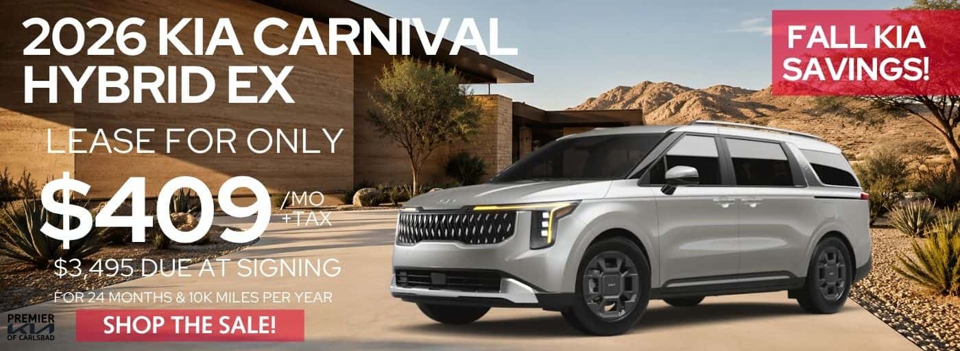 2026 KIA CARNIVAL HYBRID EX $409 MO +TAX FOR 24 MOS $3495 due at lease signing 10K miles /year, $0.20/mile over No security deposit required' to the lease offer. 1 @ T6184868