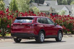 Rear view of Red Honda CRV