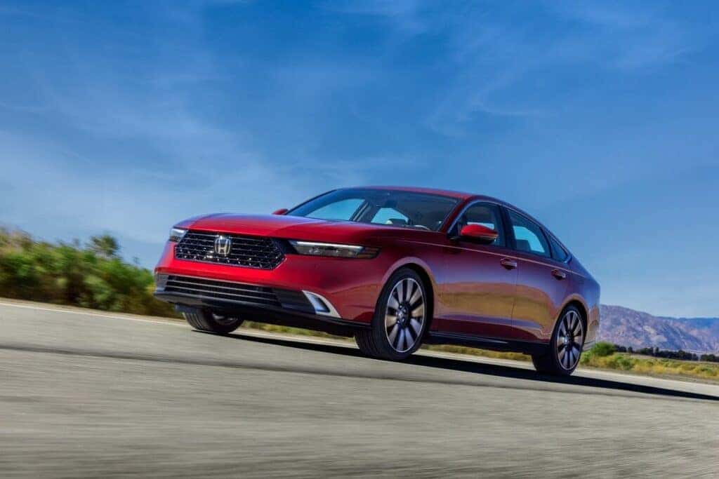 Honda Accord Driving on a Road Low Front 3/4 View