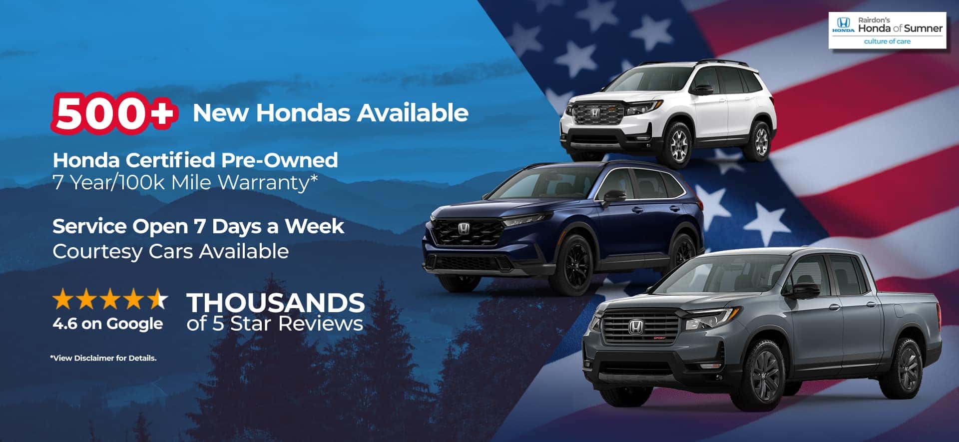 New & Used Honda Vehicles in Sumner Rairdon's Honda of Sumner