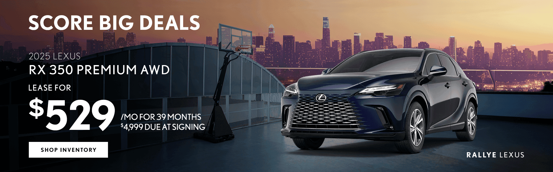 2025 Lexus RX 350 Premium AWD Lease for $529/mo for 39 Months $4,999 Due at Signing