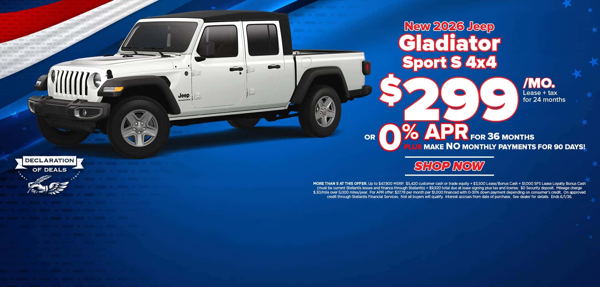 Now Lease a new Gladiator for just $299/mo.