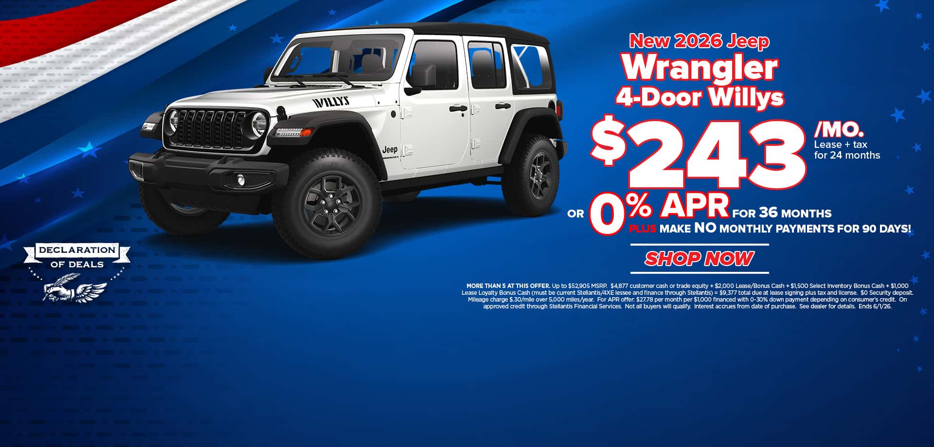 Now lease a new Jeep Wrangler for just $243/mo.