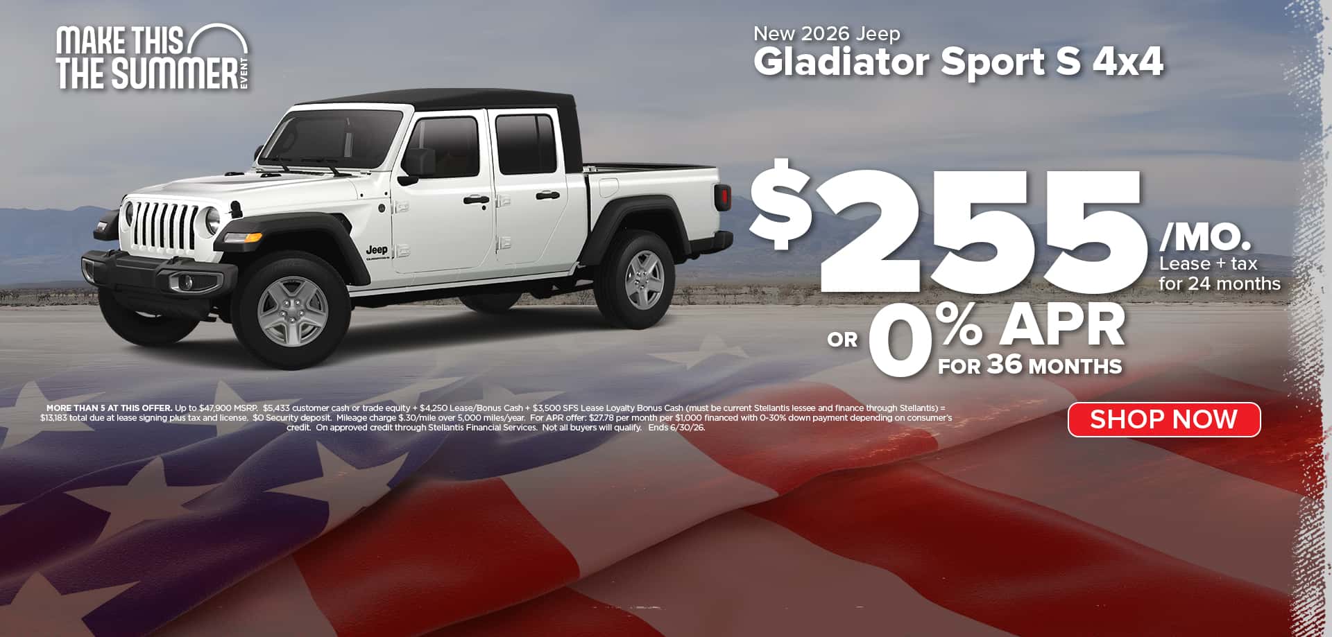 Now lease a new Gladiator for just $255/mo.