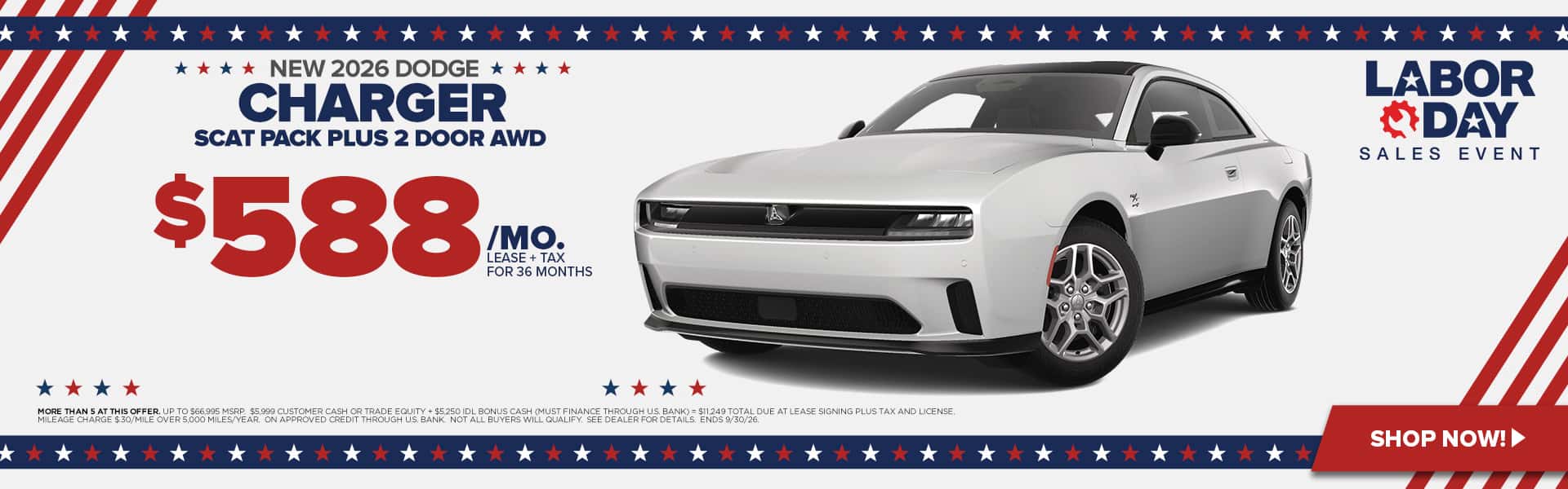 Now lease a new charger for just $588/mo.