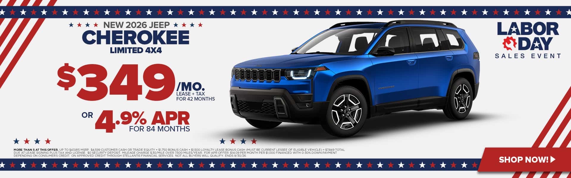 Now lease a new Cherokee for just $349/mo.