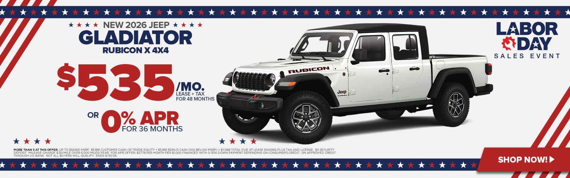 Now lease a new Gladiator for just $535/mo.
