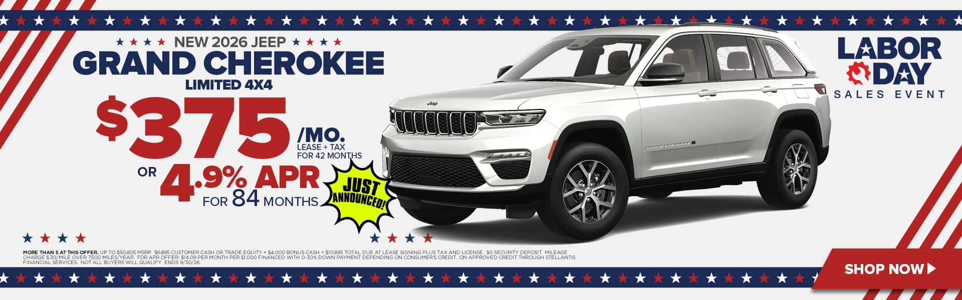 Now lease a new Grand Cherokee for just $375/mo.