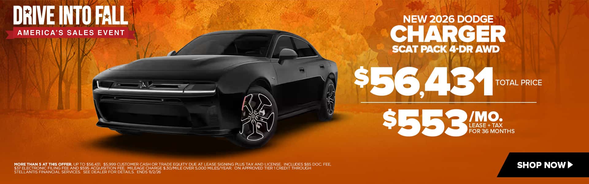 Now lease a new Dodge Charger for just $553/mo.
